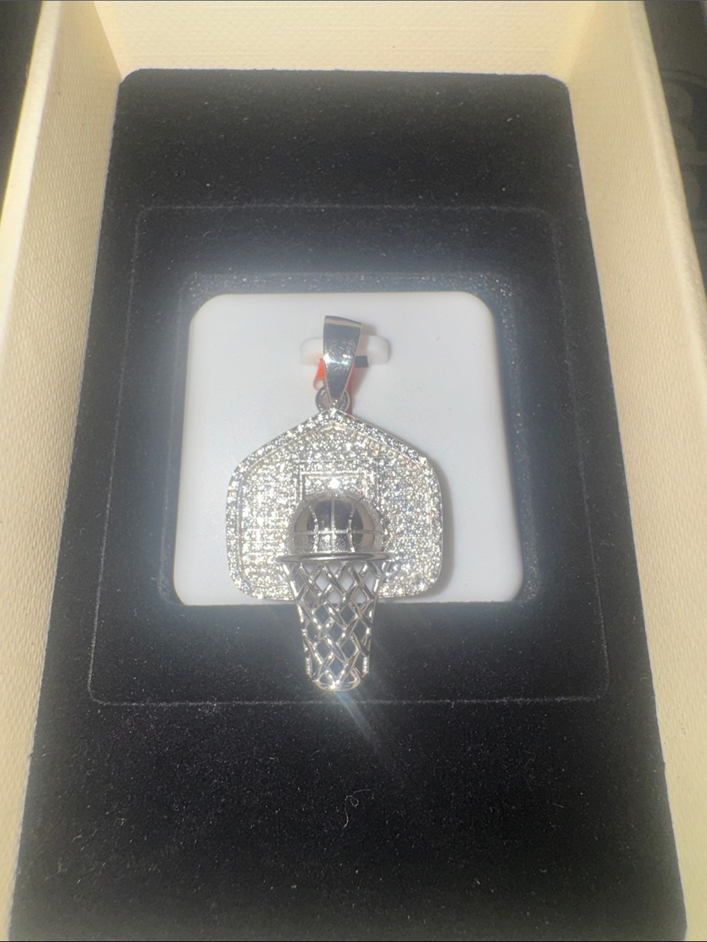 Pavé 925 Silver Basketball Hoop Pendant for Men - Moissanite 2CT